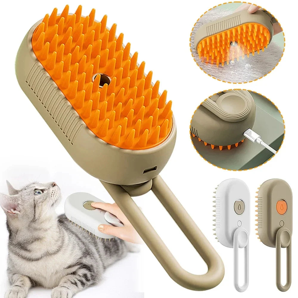 Escova a Vapor 3 em 1 Remove Pelos para Cães e Gatos