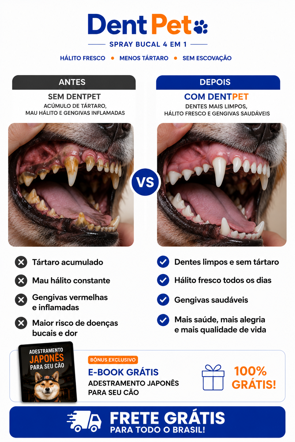 Spray de Cuidado Bucal para Cães e Gatos 4 em 1 - DentPet™
