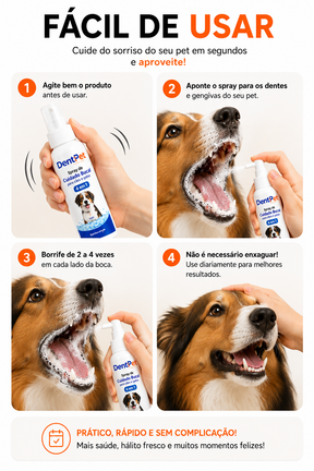 Spray de Cuidado Bucal para Cães e Gatos 4 em 1 - DentPet™